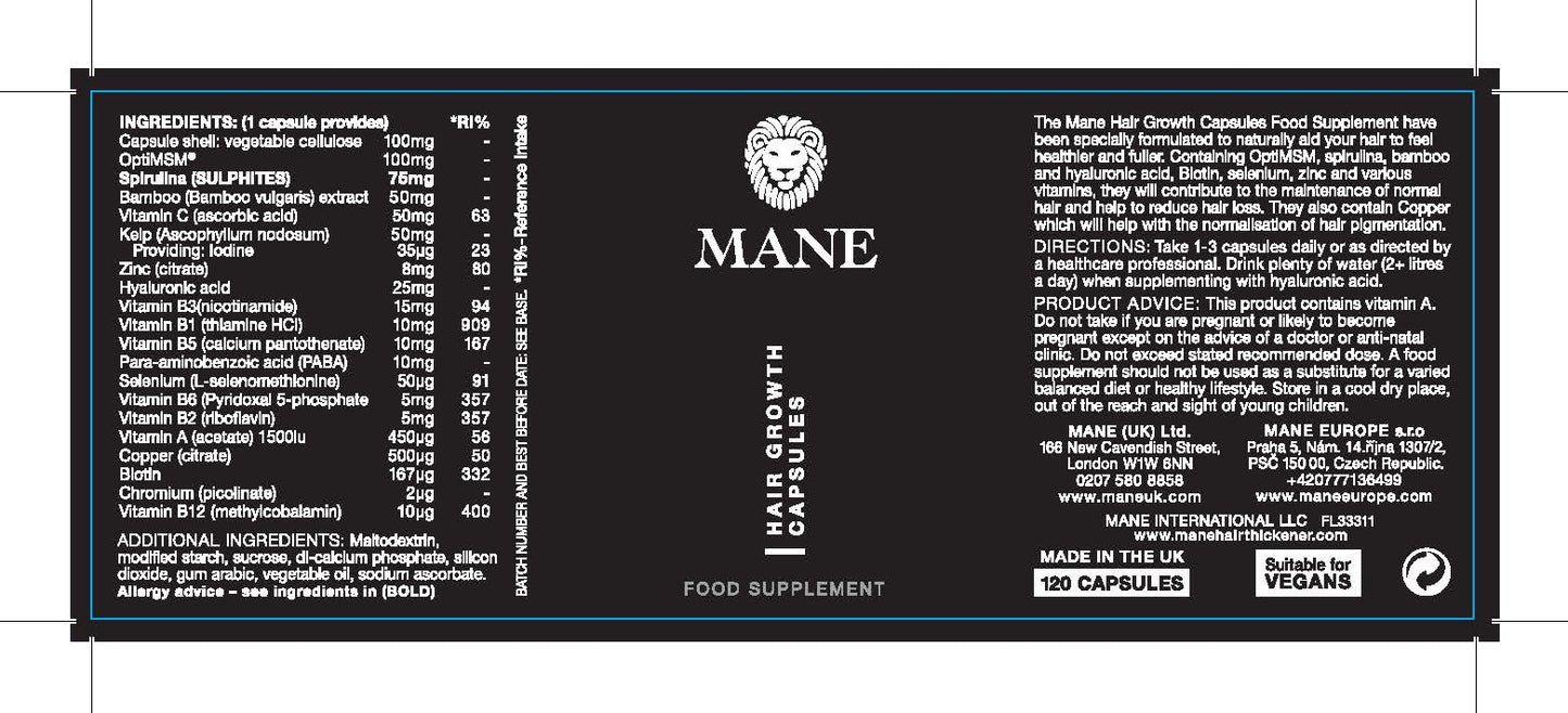 Mane Hair Growth Capsules (120 Capsules)