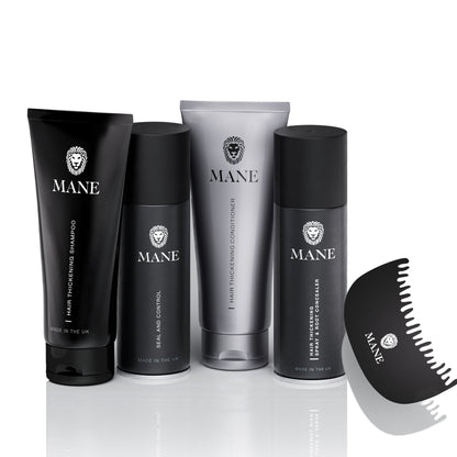Mane Hair Thickening Spray Travel Pack (100ml Spray, Seal & Control, Shampoo, Conditioner + Hairline Enhancer)
