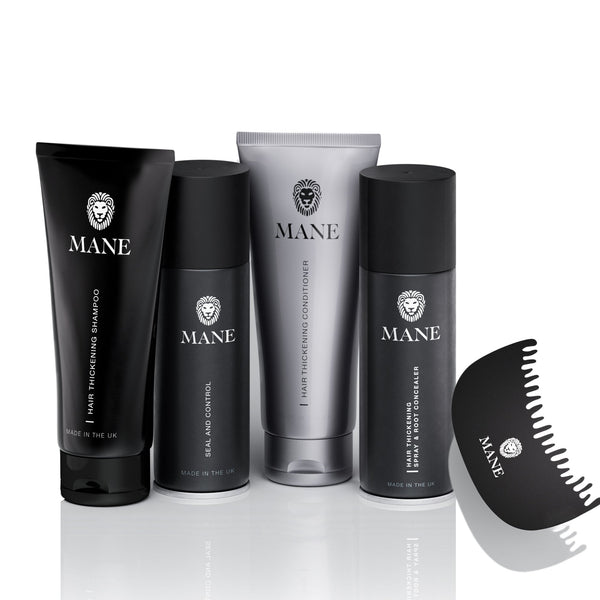 Mane Hair Thickening Spray Travel Pack (100ml Spray, Seal & Control, Shampoo, Conditioner + Hairline Enhancer)