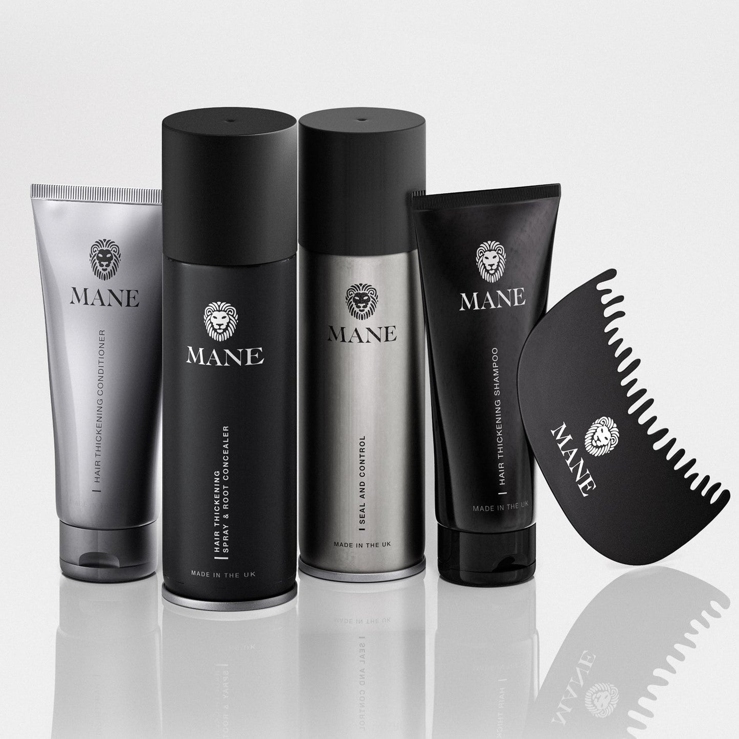 Mane Hair Thickening Spray + Seal & Control + Shampoo + Conditioner + Hairline Enhancer | (2 x 200ml, 2 x 100ml)